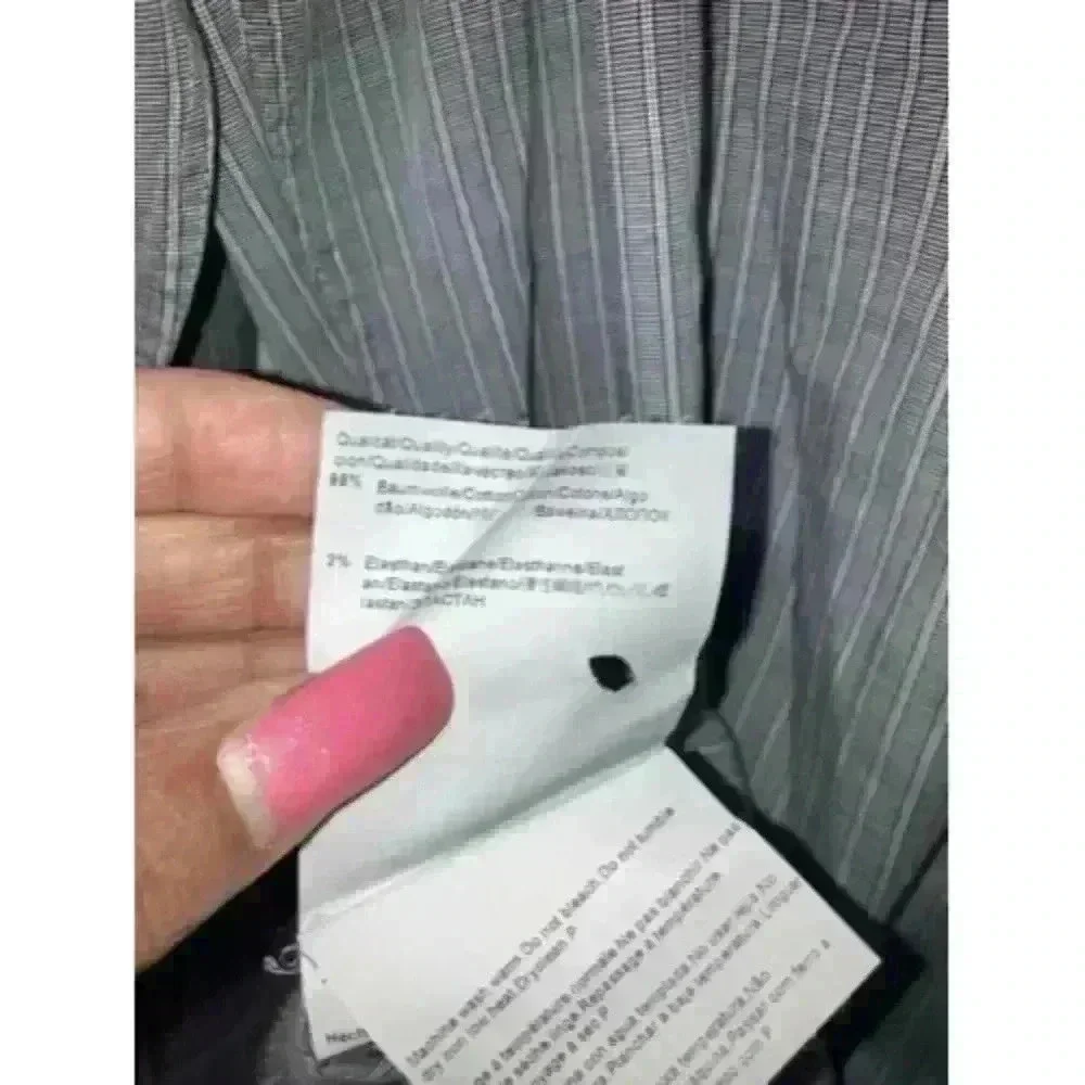 HUGO BOSS Long Sleeve Shirt Stretch Grey Striped Collar Dress Shirt 15 3/4 40 - Picture 6 of 12